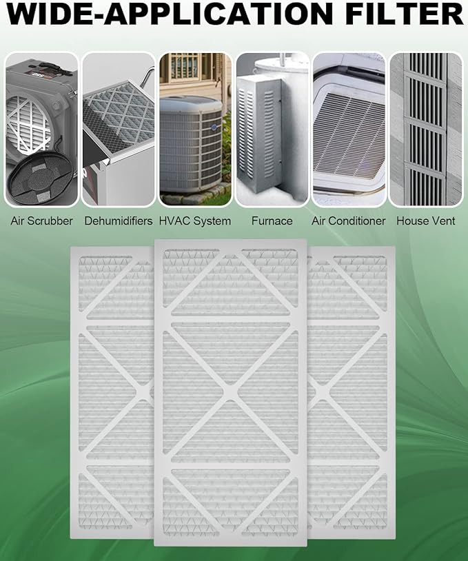 12x24x1 Air Filter 6 Pack, Durable MERV 8 Pleated Home HVAC AC Furnace Filters, Lightweight Compact Air Conditioner Filter Replacement