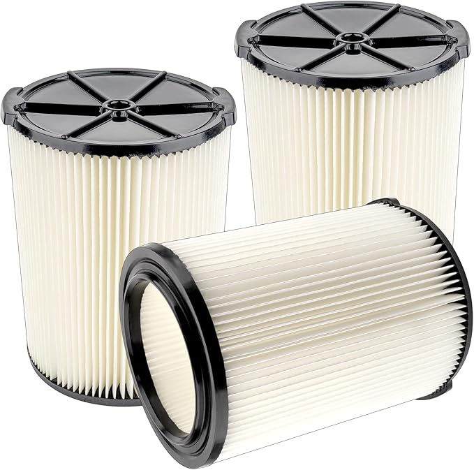 (3 Pack) VF4000 Replacement Cartridge Filter for VF4000 RIDGID 72947 Wet dry Vac 5 to 20 Gallon 6-9 Gal Husky Vacuum RV2400A RV2600B WD5500 WD0671 Vac, HEPA Filter 3 Pieces