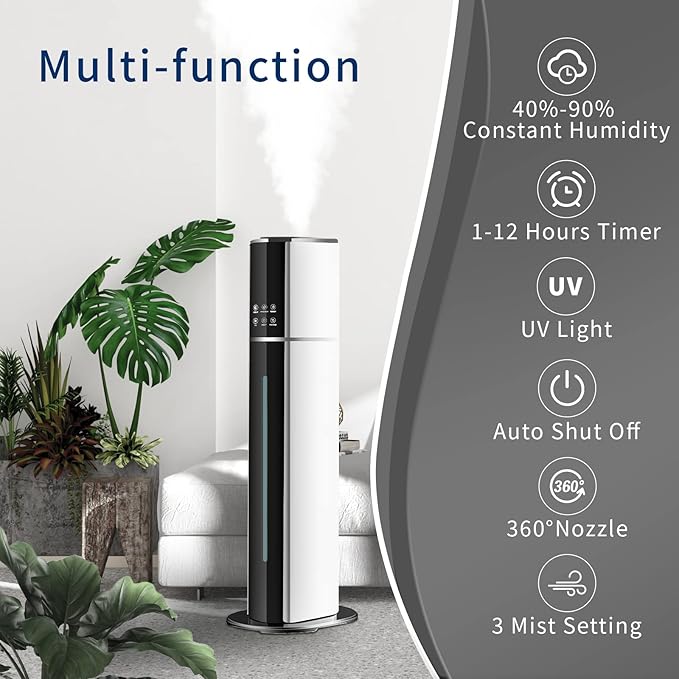 Ultrasonic Cool Mist Humidifier for Large Room Bedroom, Top Fill Humidifier(9L/2.38Gals) for Baby Adults, Smart & Remote Control, Last 40 Hours