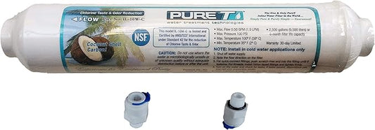 Inline Granulated Activated Carbon Filter 10" with 3/8" Adapters