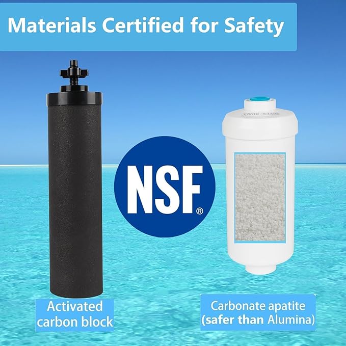 TONKI Gravity Water Filter Replacement for Berkey® BB9-2® Black Filters & PF-2® Fluoride Filters, Compatible with Berkey® Gravity Water Filter System, Combo Pack