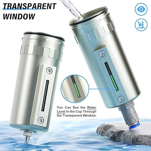 TAILONZ PNEUMATIC 0-240PSI 3/4 Inch NPT Industrial Grade 4 Stage Air Drying System,Particulate Filter,Double Desiccant Dryer,5 Micron Filter and 0.01 Micron Filter(Automatic Drainage)