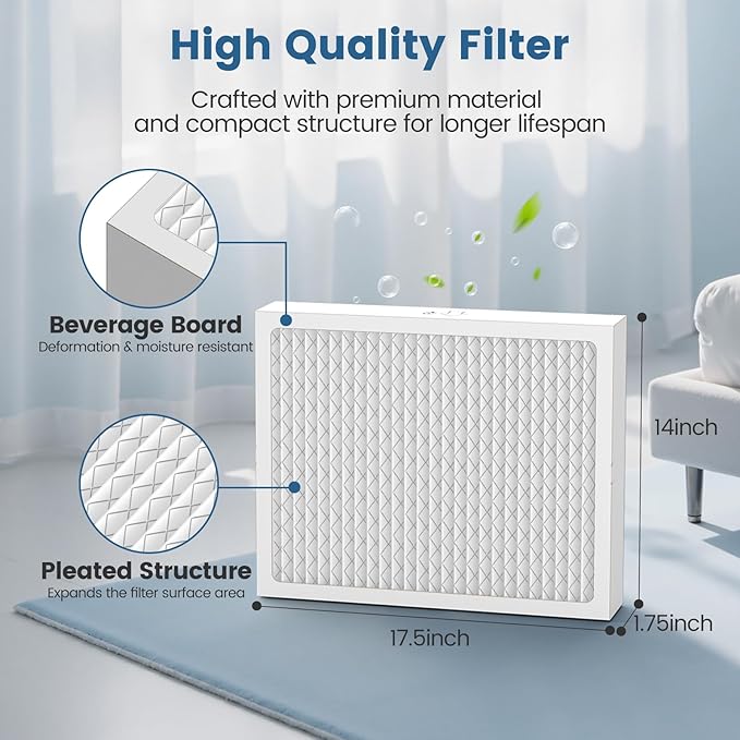 MERV 13 Dehumidifier Filter 14 x 17.5 x 1.75 for santa fe dehumidifier Advance90, Advance100, Advance120, Ultra98H, Ultra120H, for Honeywell DR90 & DR120 Models, 4 Packs