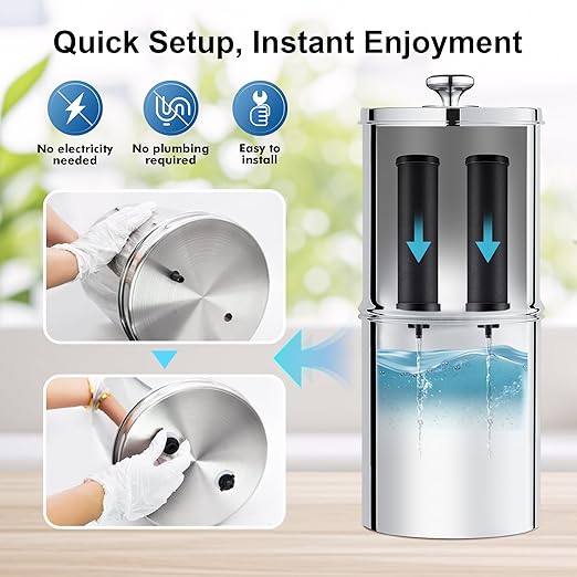 IceJoy Carbon Rods (2 PACK) for Gravity Water Filtration System - Replacement for Berkey® BB9-2® Black Filters, Berkey® Gravity Water Filter System and Other Filter System NSF/ANSI 42 Certification