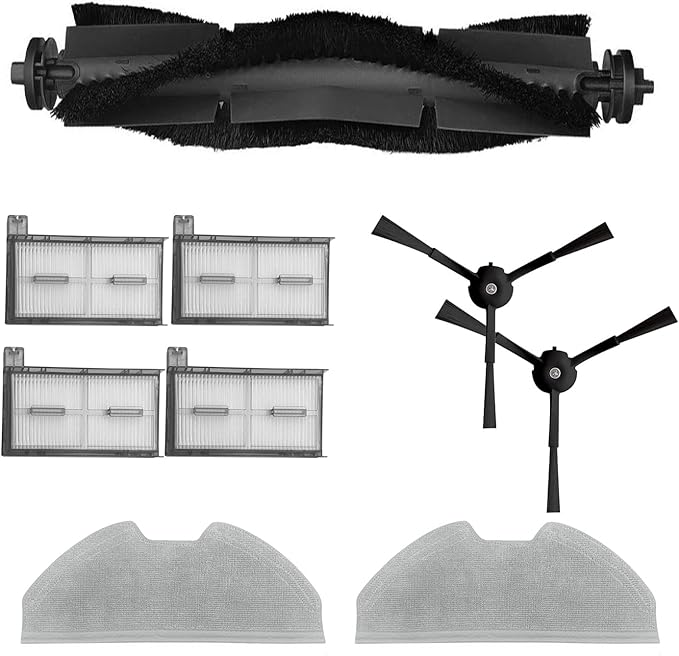 Replacement Parts for Eufy X8 Pro Robot Vacuum Series - Includes 1 Rolling Brush, 2 Side Brushes, 4 Filters, 2 Mop Cloths - Durable and Reusable Accessories for Eufy X8 Pro Robot Vacuum Cleaner