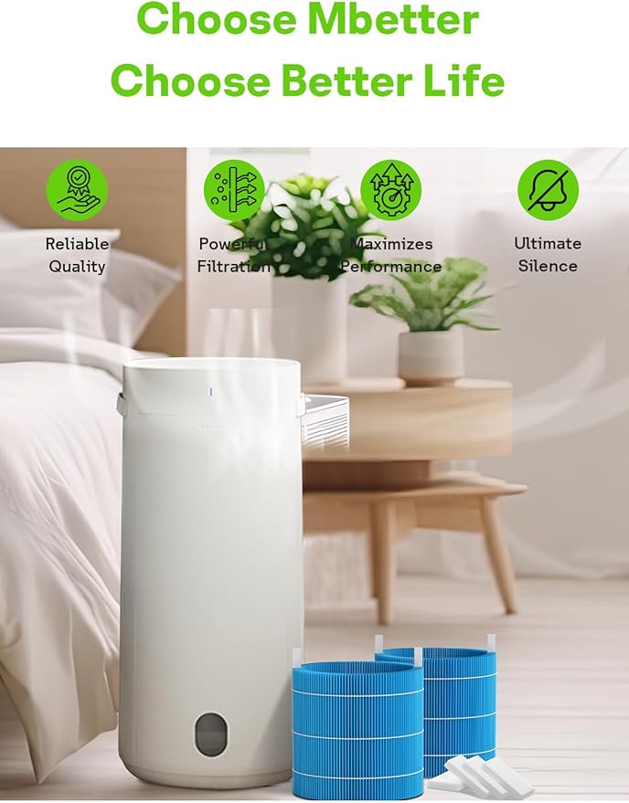 Dh3i Wick Replacement Filter Compatible with Blueair 2-in-1 Purify + Humidify Air Puri-fier, Soothing Water Vapors Through Particle & Mineral Capture, 2 Pack