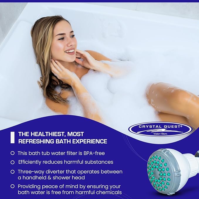 Crystal Quest Luxury Handheld Shower Power Filtration System - White - BPA Free | 1.25-2.5 GPM | Reversible Cartridge | Great for Dechlorination