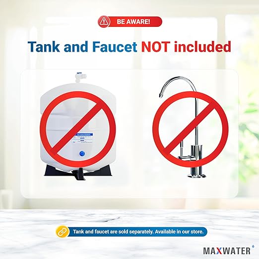 Max Water 5 Stage 100 GPD (Gallon Per Day) RO (Reverse Osmosis) Standard Water Filtration System for Heavy Duty - Under-Sink/Wall Mount - Model: RO-5C2