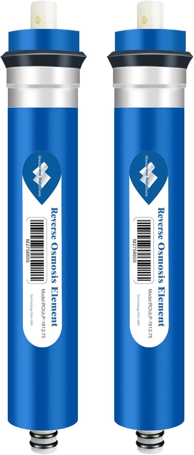 Membrane Solutions 75 GPD RO Membrane, Reverse Osmosis Membrane, RO Membrane Replacement, Reverse Osmosis Filter Replacement for Under Sink Home Drinking RO Water Purifier System (2 PACK)