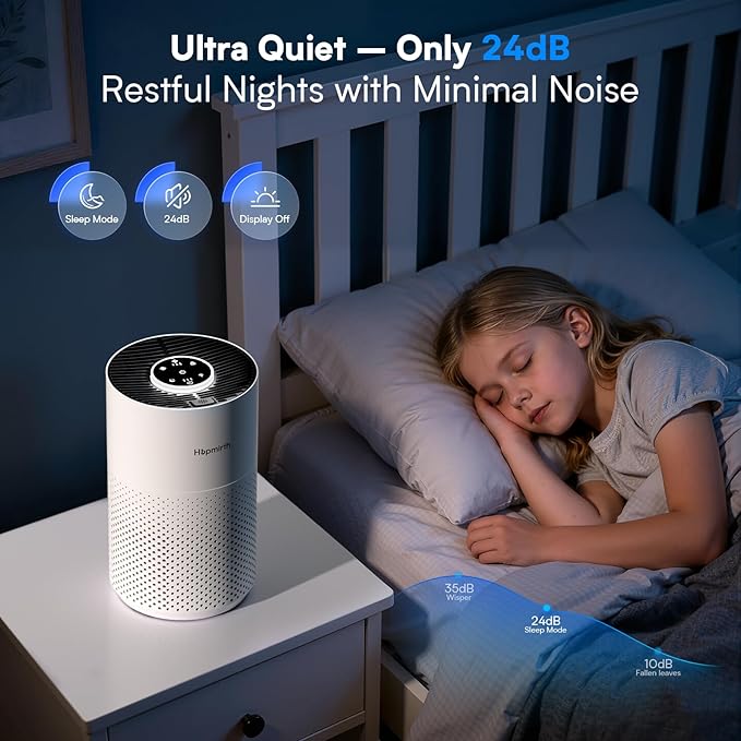 Upgraded Air Purifiers for Bedroom & Home with H14 True HEPA Filter, Covers Up to 880ft², 360° Air Intake, Quiet Pet Air Purifier, Fragrance & Timer, Removes Smoke, Pet Dander & Pollen, White