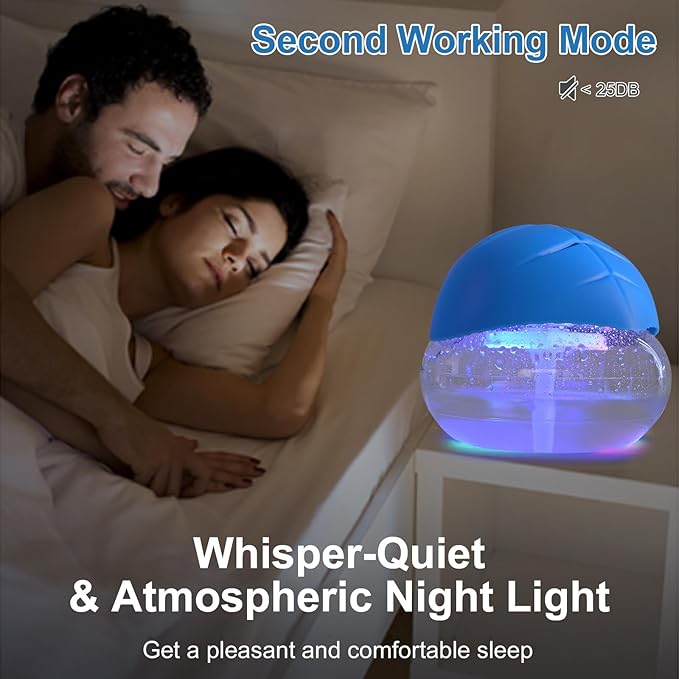 Water-Based Purifier Air Washer, Air Revitalizer & Freshener, Air Fresher with 7 LED Color Changing Light for Rooms (Blue)