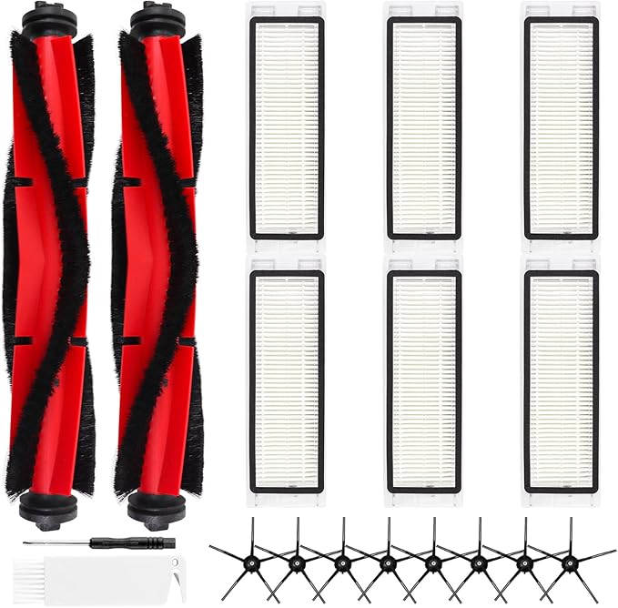 Q5 Replacement Accessories Kit Compatible with Roborock Q5 / Q5+ Plus Robot Vacuum, 2 Main Brushes, 6 Washable Filters, 8 Side Brushes, 1 Cleaning Tool, 1 Screwdriver (Not for Q5 Max / Q5 Pro)