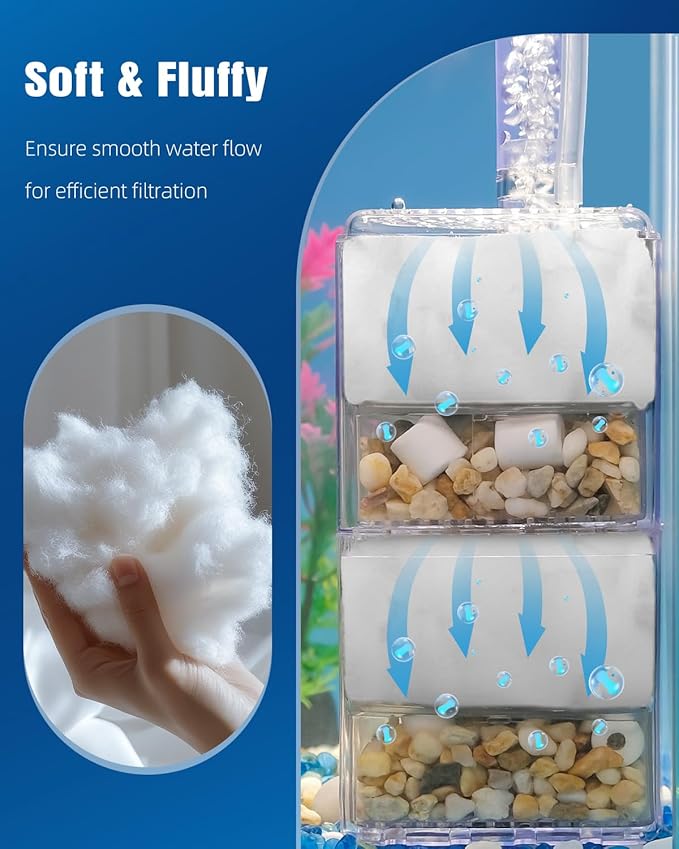 Pawfly Filter Floss for Fish Tank, Aquarium Filter Media, Aquarium Filter Floss, Polyester Filter Cotton for Freshwater & Saltwater, White Fiber Sponge for Filtration, 8.8 Ounces