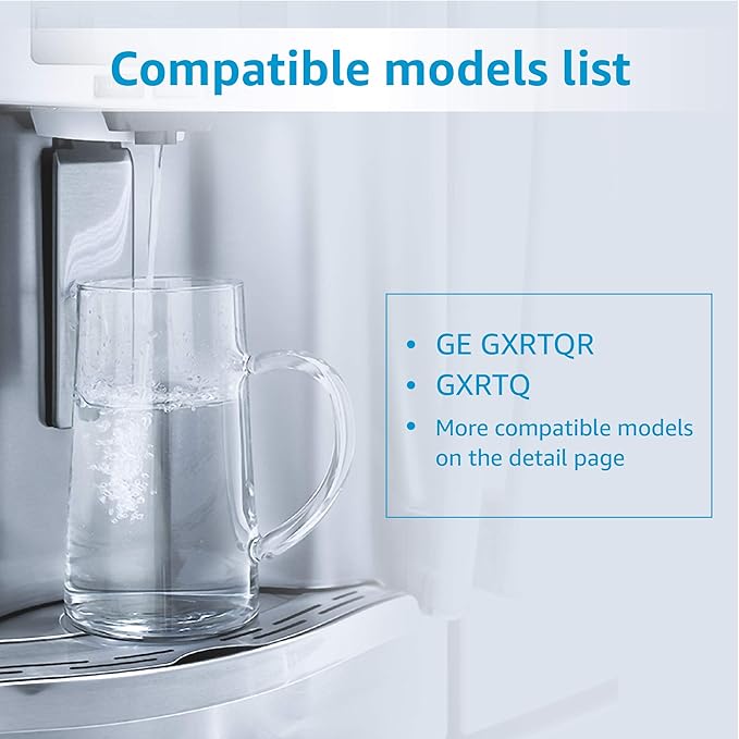 AQUA CREST GXRTQR Inline Water Filter, NSF Certified, Compatible with GE GXRTQR, GXRTQ System, Reduces Chlorine, Fluoride, Limescale and More, for Refrigerator, Icemaker, RVs (3 Filters)