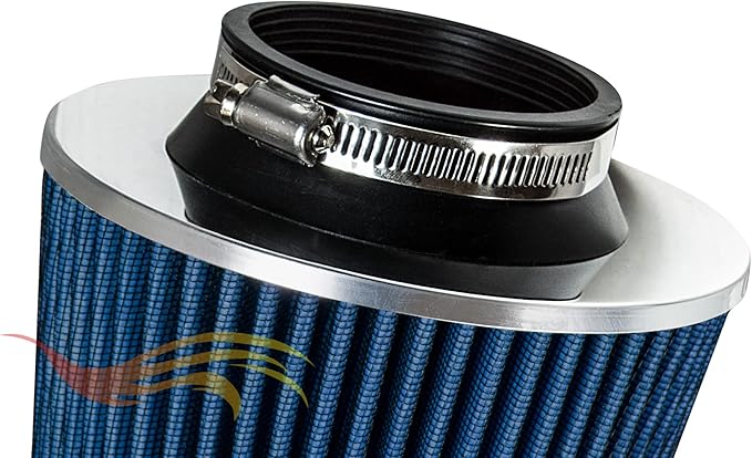 BLUE 4" 102 mm Inlet Truck Cold Air Cone Replacement Performance Washable Clamp-On Dry Air Filter (8" Tall)