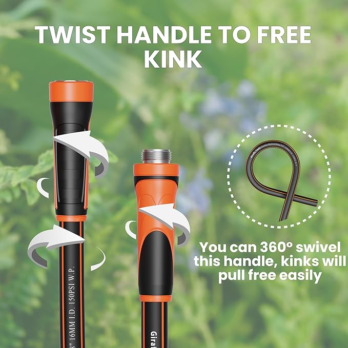 Giraffe Tools Garden Leader Hose 3ft x 5/8", Short Water Hose Heavy Duty, Flexible, Lightweight Hybrid Hose with Swivel Handle, Male to Female Fittings, Burst 600 PSI