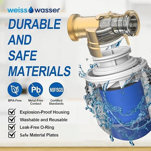 40 Micron Disc Spin Down Sediment Filter, Reusable ＆ Anti-Clog Whole House Water Filter, Pre-Filtration System for City/Well Water, 3/4" MNPT, BPA Free