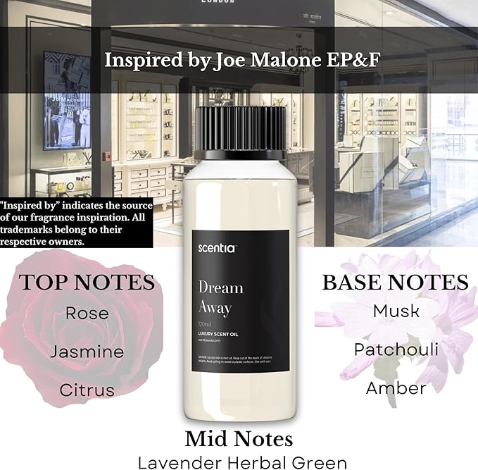Fragrance Oil Blend, Inspired by Iconic Perfume,Home Luxury Scents, Essential Oil Blend for Aromatherapy Diﬀusers, Humidifiers & Candle Making -Dream Away- 50ml, 1.69 Fl Oz, Mothers Day Gift