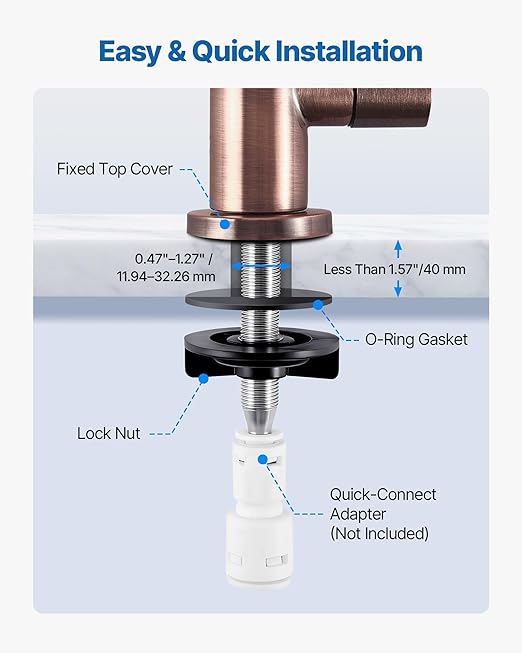 VEVOR Water Filter Faucet, RO Drinking Faucet with Lead-Free Brass Valve, 304 Stainless Steel, 0.8 GPM Flow Drinking Water Tap, Fits Most Reverse Osmosis & Water Filtration System, Antique Bronze