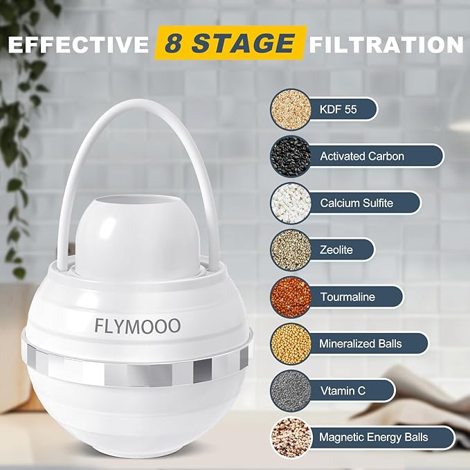 Bath Filter for Tub Faucet - 8 Stages Bathtub Water Filter Reduces Contaminants for Softer, Smoother Skin - 2,500 Gallons of Filtration, BPA Free (White)