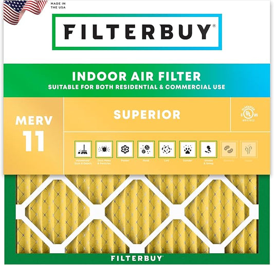 Filterbuy 11.25x11.25x1 Air Filter MERV 11 (MPR 1200) Allergen Defense Replacement (1-Pack), Electrostatic Pleated HVAC AC Furnace Filters, Made in USA (Actual Size: 11.25 x 11.25 x 0.75)