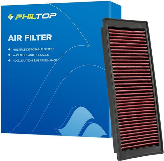 PHILTOP Engine Air Filter, High Performance, Premium, Washable,Replacement Car Air Filter for CA9711, 2010-2021 Alhambra II, 2011-2020 Caddy IV, 2005-2020 Passat