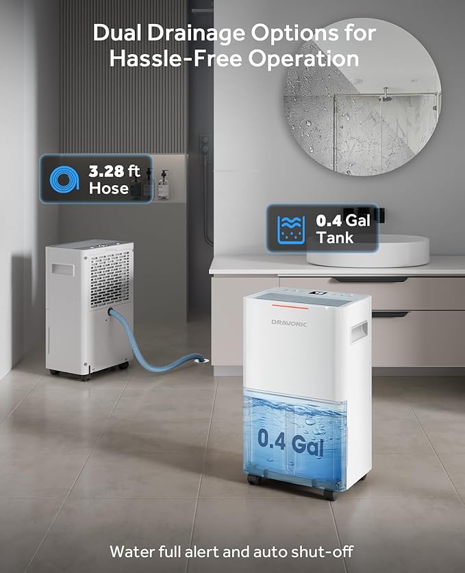 1500 Sq.ft Dehumidifier for Basement, MAX 21 Pints Dehumidifiers for Home with Drain Hose, Smart Humidity Control, 3 Modes for Bedroom and Bathroom, Dry Clothes, 24H Timer (White and Gray)