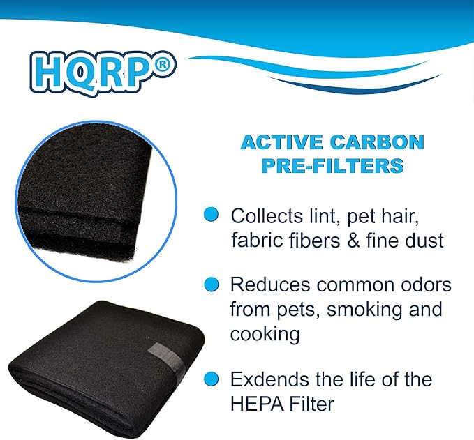 HQRP Cut-to-fit Carbon Pre-Filter Compatible with Honeywell HPA300, 50100, 50150, 50250-S, 17000-S, 50255, 50300, 51360, 51376, 51500, 51771 models