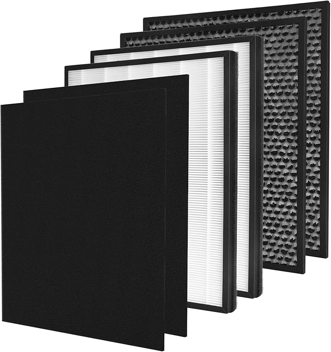 2 Packs IC-4524 Replacement Filters Compatible with InvisiClean Claro IC-4524 Air Cleaner Purifier, 2Pcs Main Filter, 2Pcs Activated Carbon Filters and 2Pcs Nylon Pre-Filters