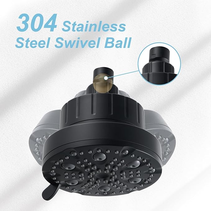 OFFO Filtered Shower Head, 20 Stage Shower Filter Head for Hard Water with Pause Mode, 9 Modes High Pressure Shower Head with Filter for Remove Chlorine and Harmful, Matte Black