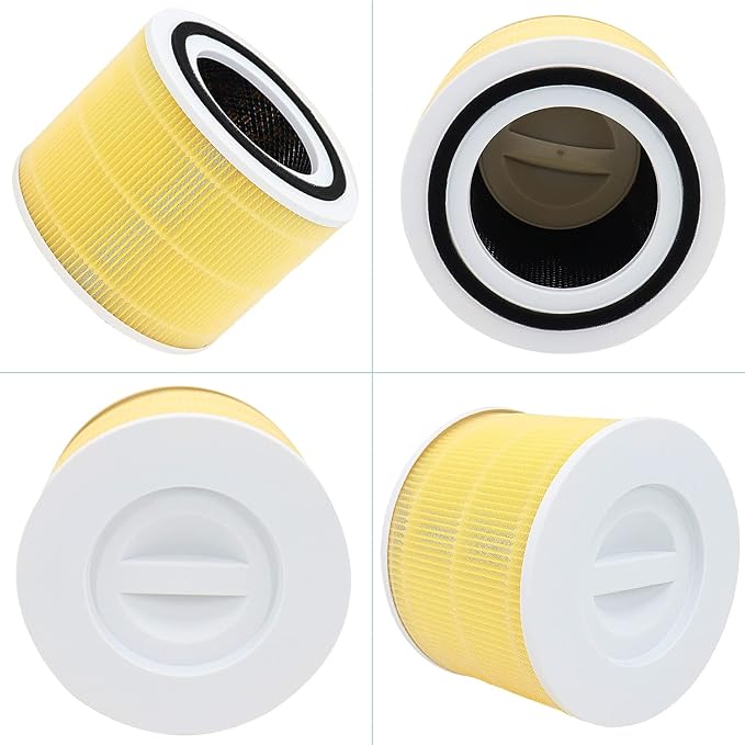 for LEVOIT Core 300 Replacement Filter Compatible with Core 300S Core 300-RF Filters 3-in-1 True Filter High - Efficiency Activated Carbon yellow 2 Pack