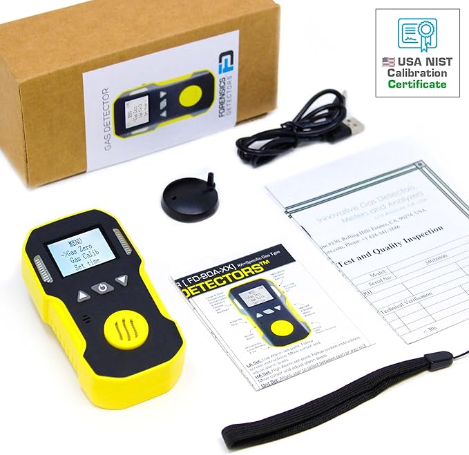 H2S Monitor by Forensics | USA NIST Calibration & Certificate | Dust & Explosion Proof | USB Recharge | Sound, Light and Vibration Alarms | 0-100ppm H2S |