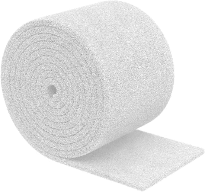 Pawfly Aquarium Filter Floss Roll for Fish Tank Filters 71 x 12 Inch White Cuttable Aquarium Filter Pad 1 Inch Thick High Density Filter Media Roll for Freshwater Saltwater Fish Tanks & Small Ponds