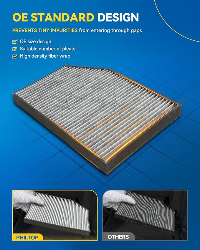 PHILTOP Cabin Air Filter, Replacement for CF12553 2018-2024 X3, 2019-2024 330i xDrive, 2019-2024 X4, 2019-2024 Z4, 2020-2024 330i, Cabin Filter with Activated Carbon Filter