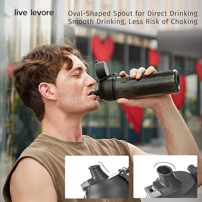 750ml Leak Proof Water Bottle with Flip Top Lid, BPA-Free USA Tritan Drink Bottle, Dishwasher Safe for Office, Outdoor & Daily Use (Black, 1 Pack)