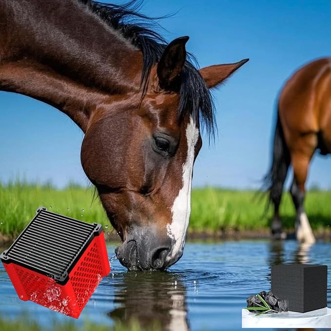 Pure Cube Water Trough Filter 2.0 Eco Aquarium Water Purifier Cube with Honeycomb Charcoal for Fish Tanks, Horse Troughs, Livestock & Stock Tanks (Red, 1PCS)