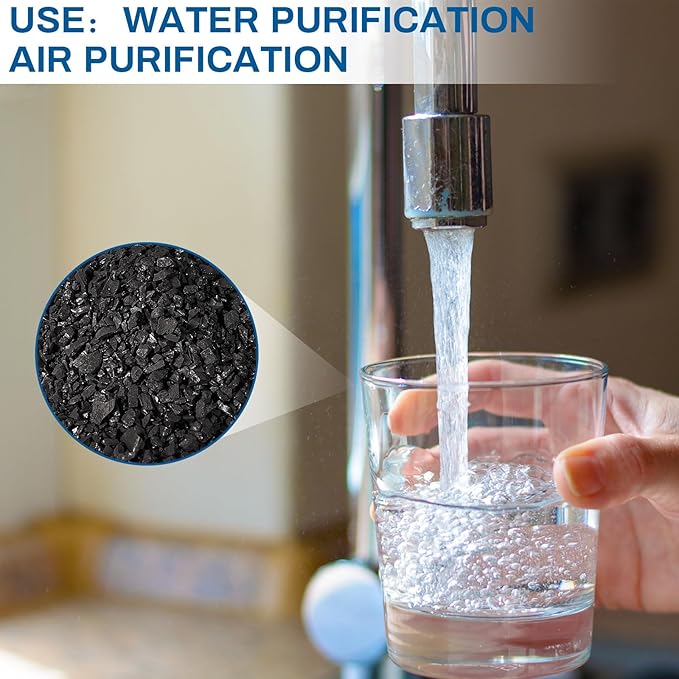 Timgle 30 Lbs Bulk Water Air Filter Activated Charcoal Coconut Hull Granular Activated Carbon 10-18 Mesh Water Distiller Charcoal Filters Media for Filtration