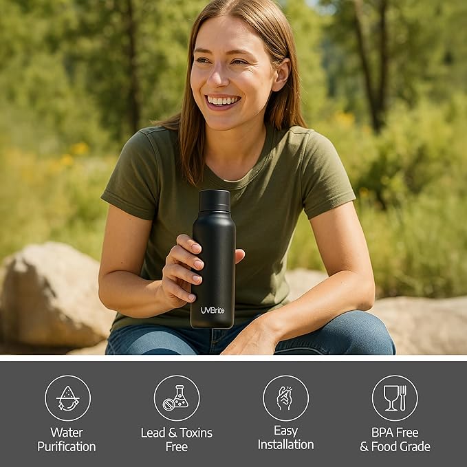 UV self-Cleaning and Water-Purifying Bottle TT-B02-18.6 Ounce Insulated Rechargeable Stainless-Steel Tumbler with Safety Lock Prevents Accidental Exposure Ideal for Outdoor and Emergency use