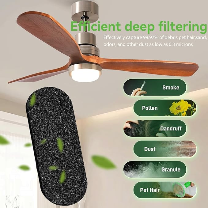12 Pack Ceiling Fan Filters for Blades, Ceiling Fan Filter, Unscented Activated Coconut Shell Carbon Ceiling Fan Air Filter-Easy-Stick Ceiling Fan Air Filters, Universal Ceiling Fan Blade(10mm thick)