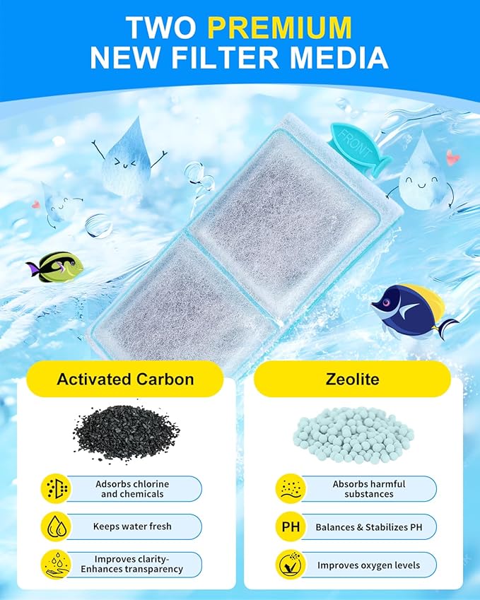 12 Pack Fish Tank Filter Compatible with Top Fin PF-S Filter Cartridge, Upgraded PF-S Aquarium Filter Cartridge Compatible with Top Fin PF10 Power Filters Activated Carbon & Zeolite