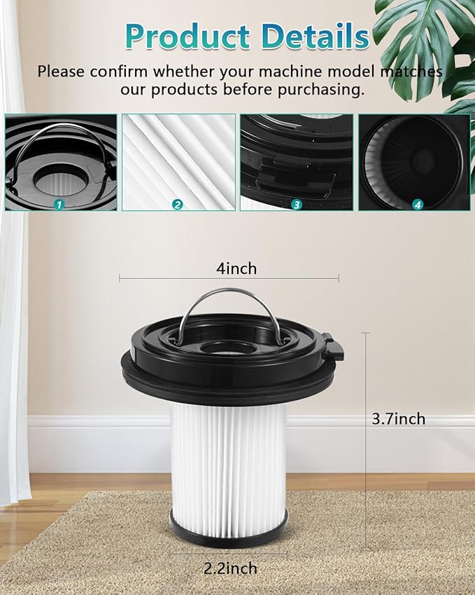 2 PACK Cleanview XR Filter Replacement Compatible with Bissell Cleanview XR 200W/ Cleanview XR Pet 300W/ Powerlifter Turbo Cordless Stick Vacuum Cleaner 3789U, 3789X, 3789, 3797V, 3797W, 3797, 1638010