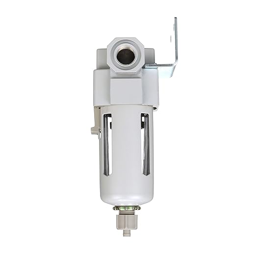PneumaticPlus SAFM300-N03B Compressed Air Coalescing Filter, 0.1 Micron, 3/8" NPT - Poly Bowl, Manual Drain, Bracket