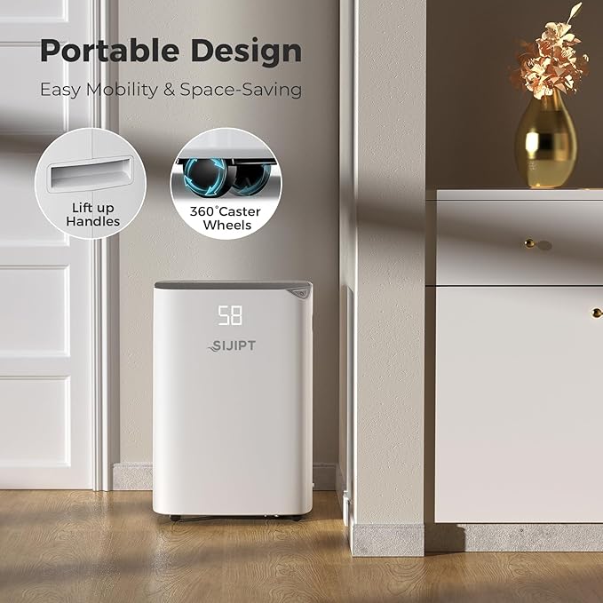 100 Pints Smart Dehumidifier for Basement, 6,000 Sq Ft Dehumidifiers with App-Controlled and 6.56 Feet Drain Hose, Large Dehumidifier with Adjustable Humidity Control, Auto Shutoff, Auto Defrost