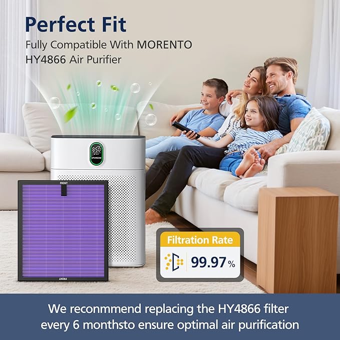 HY4866 Filters Compatible with MORENTO HY4866, WESTHEY HY4866, YIOU M1 Air Purifi-er, 3-in-1 Efficient Filter High-Efficiency Activated Carbon Filter, Multifunction Version
