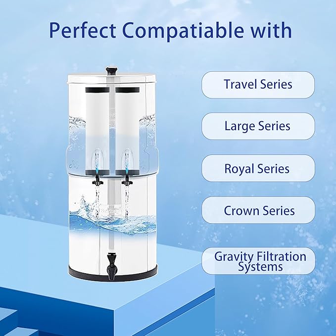 【Upgraded】Renami Ceramic Filter Silver Infused Replacement for BB9-2® Black Activated Carbon Filters, Compatible with Berkey® Travel, Large, Royal, Crown Series, Repeatable Cleaning Filters, Pack of 2