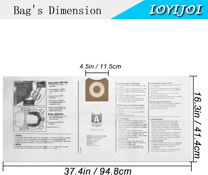 Vf4000 Filter Compatible with RIDGID Vacs 5 Gallons and Larger Vacuum Cleaner (2 Pack VF4000 Filters + 4 Pack VF3502 Bags)
