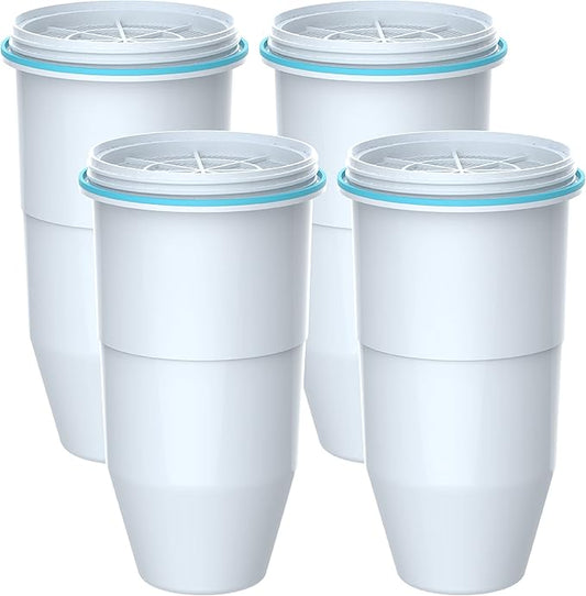 Filterlogic Water Filters, Reduce TDS, Compatible with ZeroWater® Pitcher and Dispenser, NSF/ANSI 372 Certified, Reduce Chlorine, and More (Pack of 4)