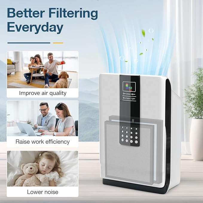 HSP001 Filter Replacement Compatible with HATHASPACE Air Purifier Filters HSP001, 4-in-2 Filtration with H13 True Hepa and Activated Carbon, 3 Pack