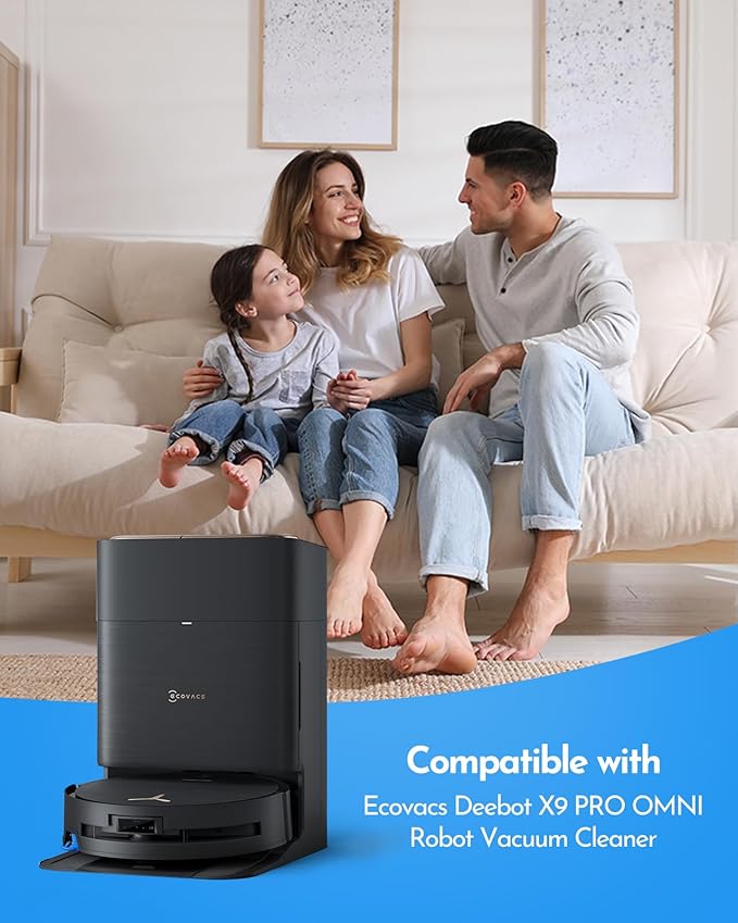 16 PCS Replacement Accessories kit Compatible with ECOVACS DEEBOT X9 Pro Omni Vacuum Cleaner Robot, 1 Main Brush, 4 Side Brushes, 4 HEPA Filters, 2 Mopping Rollers, 4 Dust Bags, 1 Cleaning Brush