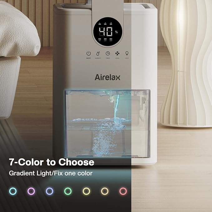 Dehumidifier, Airelax 1000ml Dehumidifiers for Home, Whisper-Quiet Small Dehumidifier for Bedroom with Auto Shut Off, 5 Touch Function Buttons, Dehumidifiers for Basement, Bathroom, Closet, RV